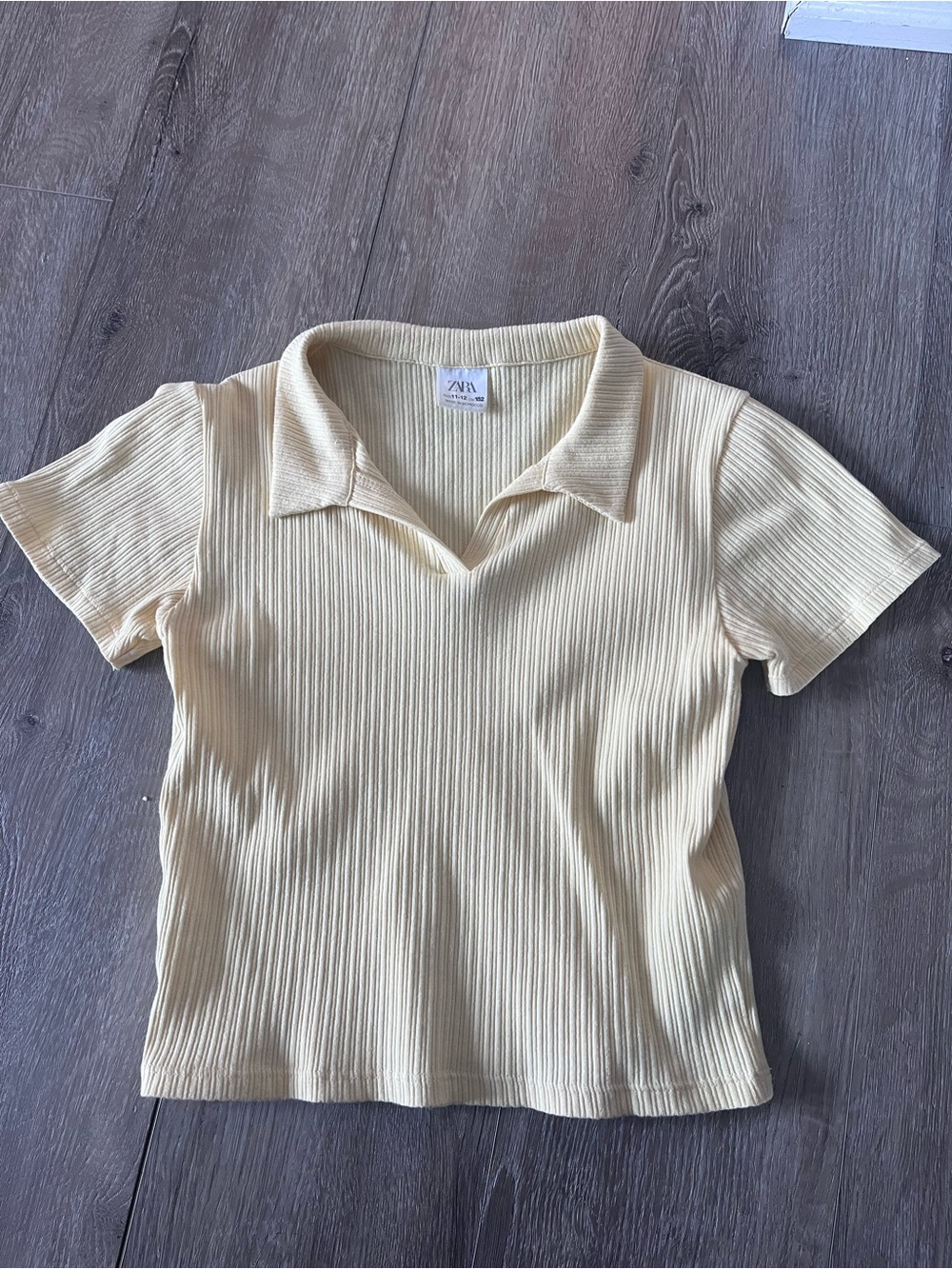 Girls 11-12 Zara Ribbed Collared Tee in Yellow